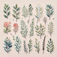 Fototapeta premium Botanical Sticker Set