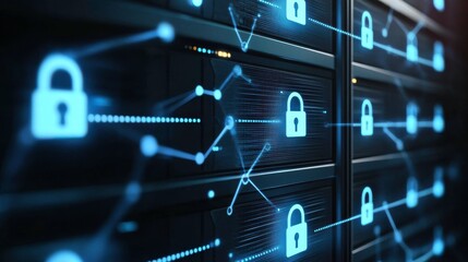 Intense Cybersecurity Concept with Animated Lock Graphics