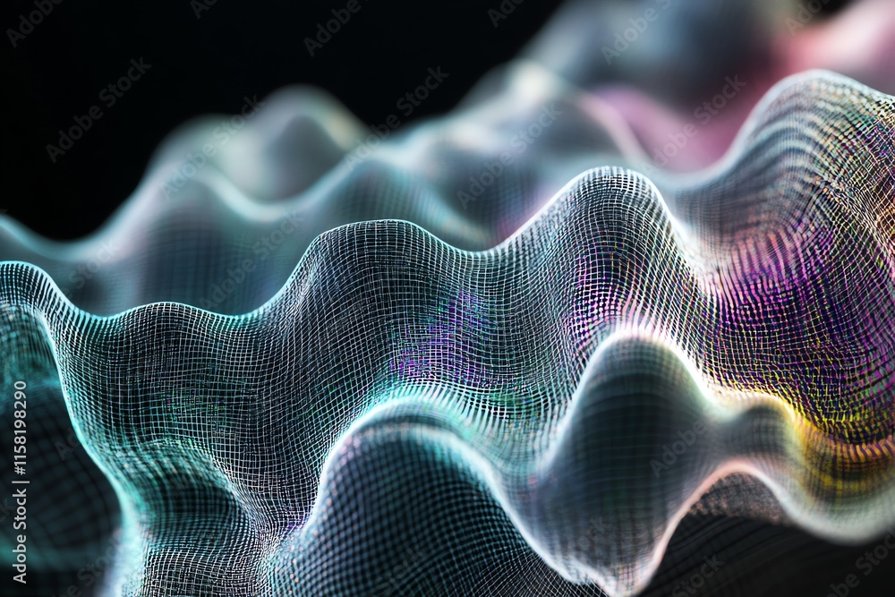 Poster Abstract representation of flowing waves in a digital format.