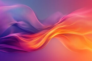 Fototapeta premium Abstract flowing waves of color blending in purple, orange, and pink hues.