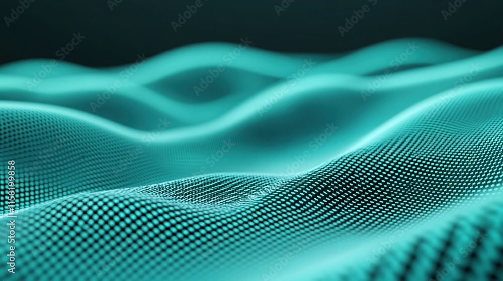 Aufkleber abstract turquoise wave patterns with light and shadow in smooth flowing motion