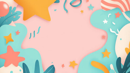 Fototapeta premium A colorful background with stars and a blue line