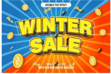 Winter Sale editable text effect 3d emboss cartoon