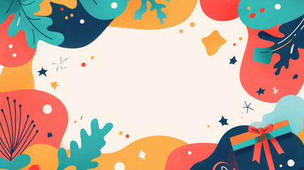 A colorful background with a large white circle in the middle