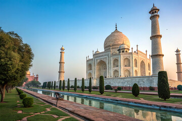 Taj Mahal with a clear blue sky