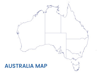 High detailed map of Australia. Outline map of Australia. Oceania