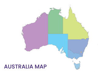 High detailed map of Australia. Outline map of Australia. Oceania