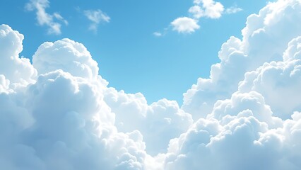 Cartoon-style seamless pattern of fluffy white clouds on a bright blue sky background. Perfect for playful or children's designs.