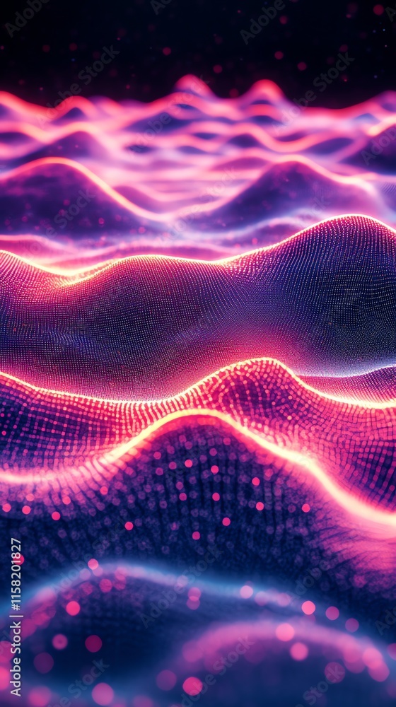 Aufkleber abstract digital waves in vibrant colors, representing data or technology concepts.