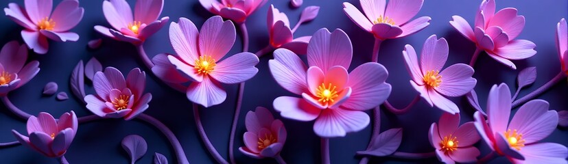 Fototapeta premium Pink Flowers Art, Elegant Floral Design, 3d Flowers