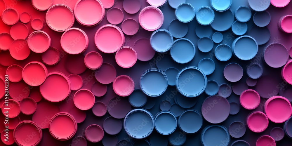 Poster a vibrant abstract design featuring overlapping circles in shades of pink and blue.