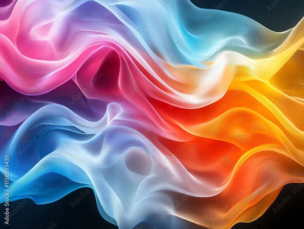 Poster a vibrant, flowing abstract design with waves of color blending smoothly.
