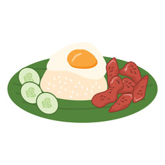 Freshly cooked Tocino or cured pork meat served with fried rice