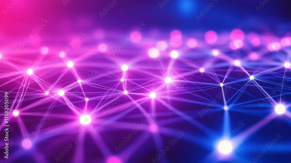 Poster Vibrant Digital Networking with Glowing Data Streams