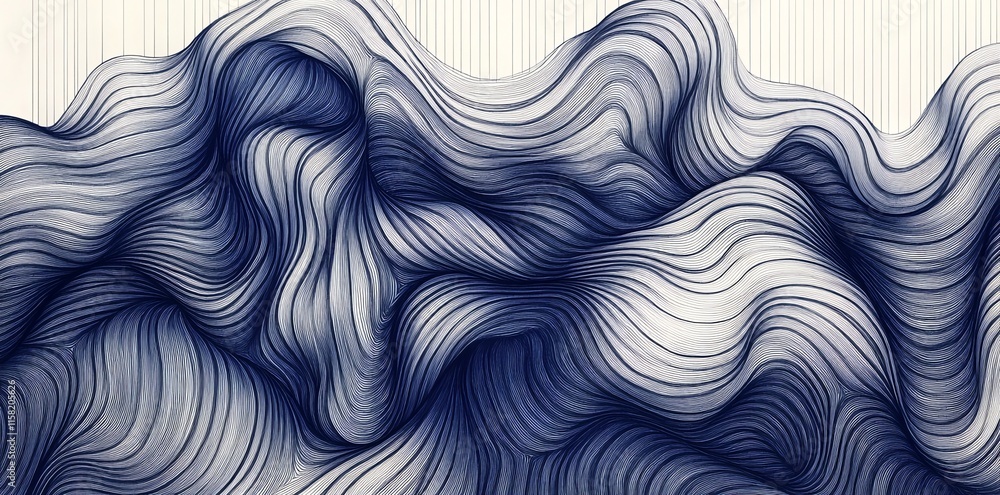 Poster Abstract wavy lines create a fluid, dynamic composition evoking movement and depth.