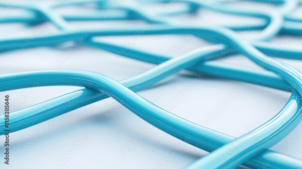Poster Abstract Blue Wires Forming Dynamic Patterns on Light Background