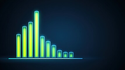 Neon Green Bar Graph on Dark Background Depicting Data Trends and Insights