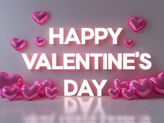 Happy Valentines Day Pink Hearts Background