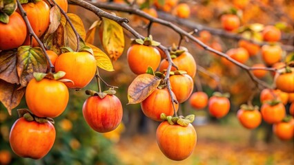 Ripe persimmons in the autumn season, persimmons, fruit, ripe, delicious, orange, autumn, fall, harvest, seasonal, fresh, close-up