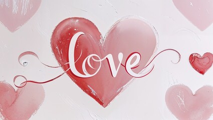 Painted Heart of Love: Express your love with this delicate Valentine’s Day artwork featuring hand-painted hearts and elegant calligraphy, evoking passion, romance, and artistry for heartfelt designs
