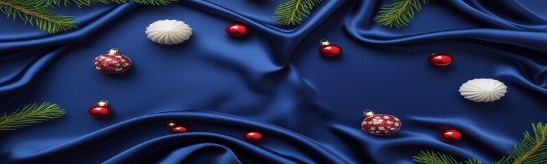 Abstract Christmas background with red glass balls, snowflakes, and 3D design elements