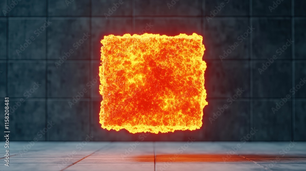 Poster Glowing cube floating and representing innovation and creativity
