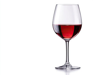A sleek glass filled with rich red wine, reflecting light elegantly, perfect for a sophisticated dining experience.