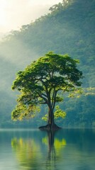 Fototapeta premium tree on the shore of lake