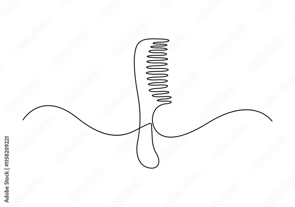 Poster scissors and comb business icon continuous line vector illustration