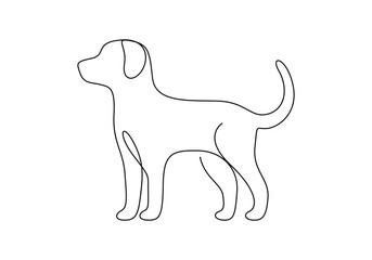 Cute dog single continuous one line drawing. Vector Illustration