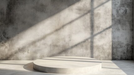 Elegant Beige Podium Display with Sunlit Shadows