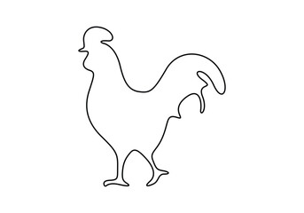 Continuous single line drawing of a rooster on white background vector illustration