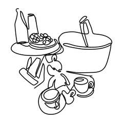 Picnic Food Drink Graphic Design Line Art Vector Decoration