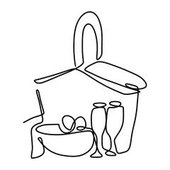 Picnic Food Drink Graphic Design Line Art Vector Decoration