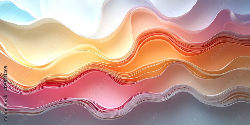 Poster A colorful wave of layered paper creating a soothing, abstract pattern.