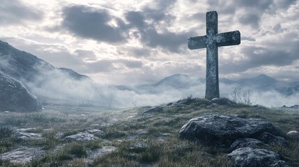 cross in the mountains