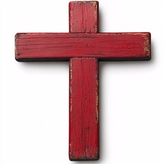 wooden cross on red background