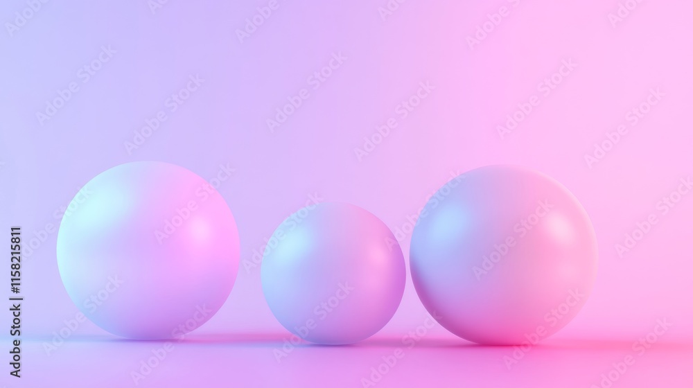 Poster abstract colorful spheres on a gradient background.