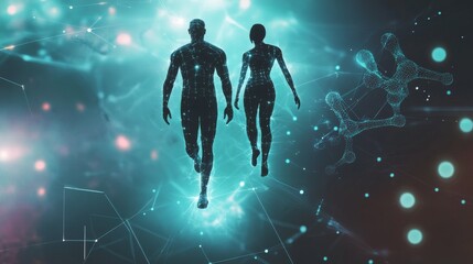 Obraz premium Abstract figures entering a digital universe.