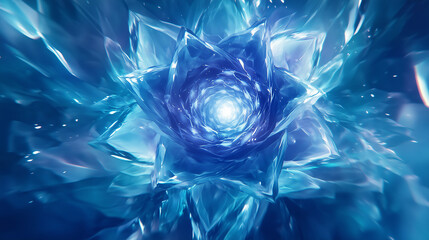 幻想的な青い氷の花と光のアブストラクトをリアルに描いた背景用画像