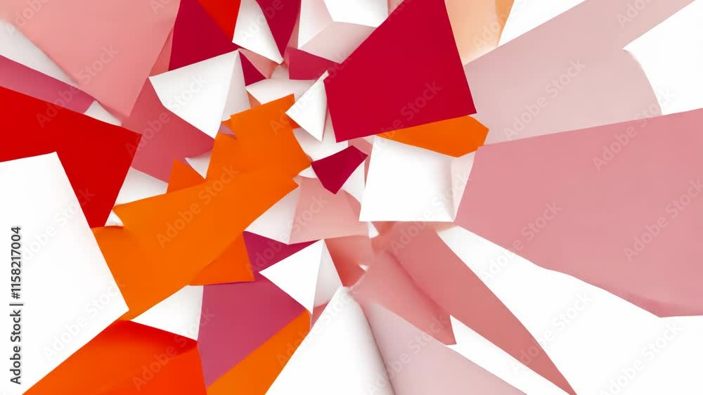 Poster colorful abstract shapes create dynamic movement through a vibrant geometric landscape in digital ar