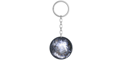 Realistic Key Chain With Disco Ball Vector Illustration.	