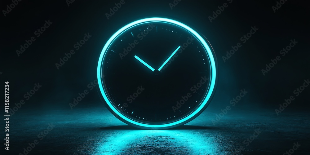 Aufkleber a glowing digital clock against a dark background, emphasizing time and technology.