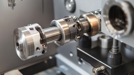Fototapeta premium Close-up of precision machining equipment.
