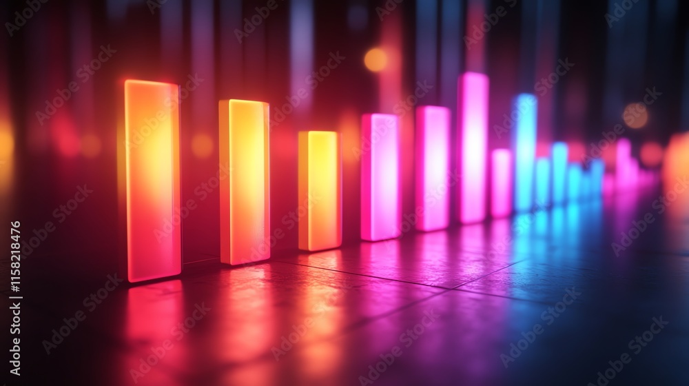 Aufkleber A vibrant array of illuminated bars representing data visualization or sound levels.