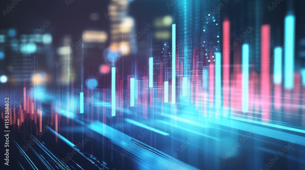 Poster digital data visualization with vibrant colors.