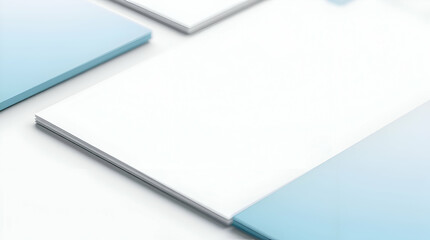 A tight close-up shot of stationery mockups featuring a smooth gradient transition and seamless color blending with detailed focus