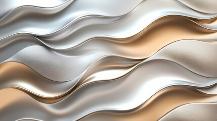 Obraz premium Silver and Gold Waves: Abstract background of silver and gold flowing waves. A perfect abstract background for your design project. Use it for your website, social media, or print project. 