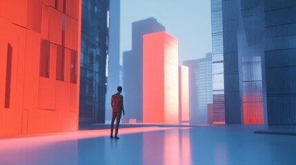 Fototapeta premium Futuristic cityscape with vibrant colors.