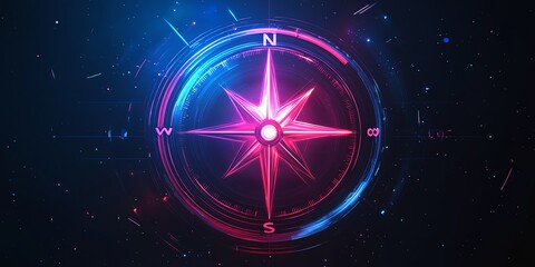 A vibrant compass design with a cosmic background, symbolizing navigation and exploration.